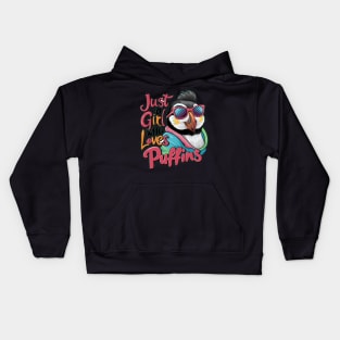 Just A Girl Who Loves puffins Kids Hoodie